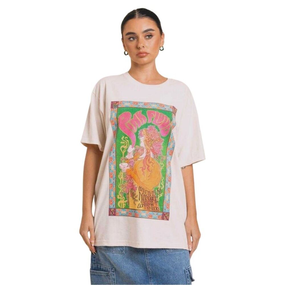 Daisy Street Womens/Ladies Pink Floyd Crew Neck / Natural